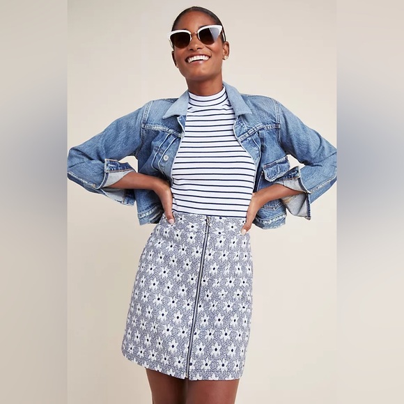 Maeve Dresses & Skirts - Maeve by Anthropologie Speckled Flower Zip Up Pencil Skirt Size Extra Large